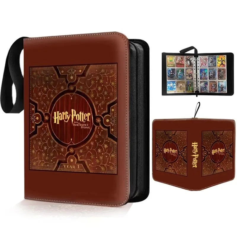Harry Potter Card Book  Binder Album Holder Collcetion Card 900pcs Card Holder 9 Grid PU Gold Stamping Folder Toy Gift