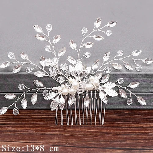 Wedding Hair Combs Bridal Hair Accessories For Women Hair Jewelry Silver Color Pearl Rhinestone Head Jewelry Women Accessories