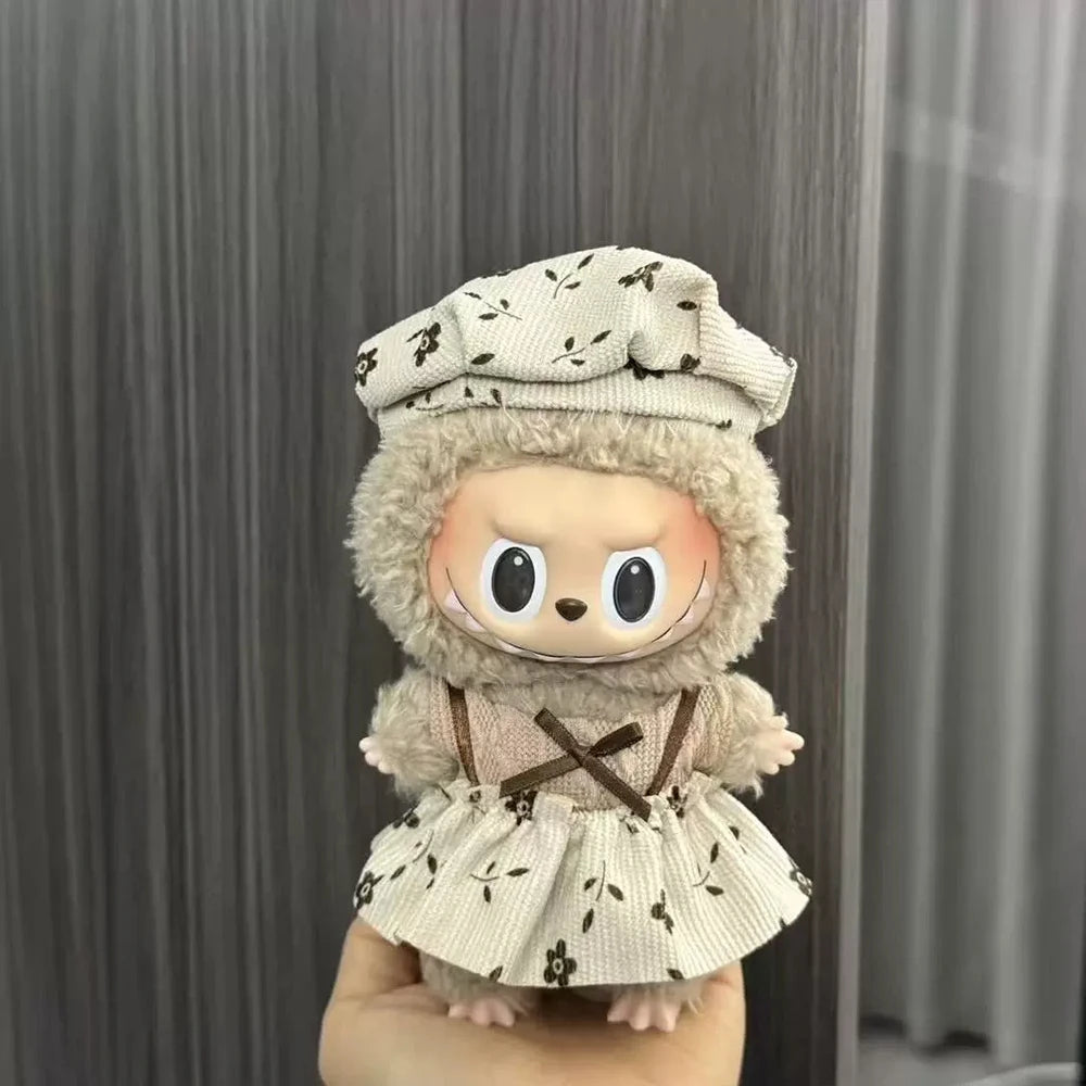 Labubu Doll Clothes Enamel Labu Cloth 17cm Doll Cute Dress-up Climbing Clothes Skirt Plush Toy Clothes