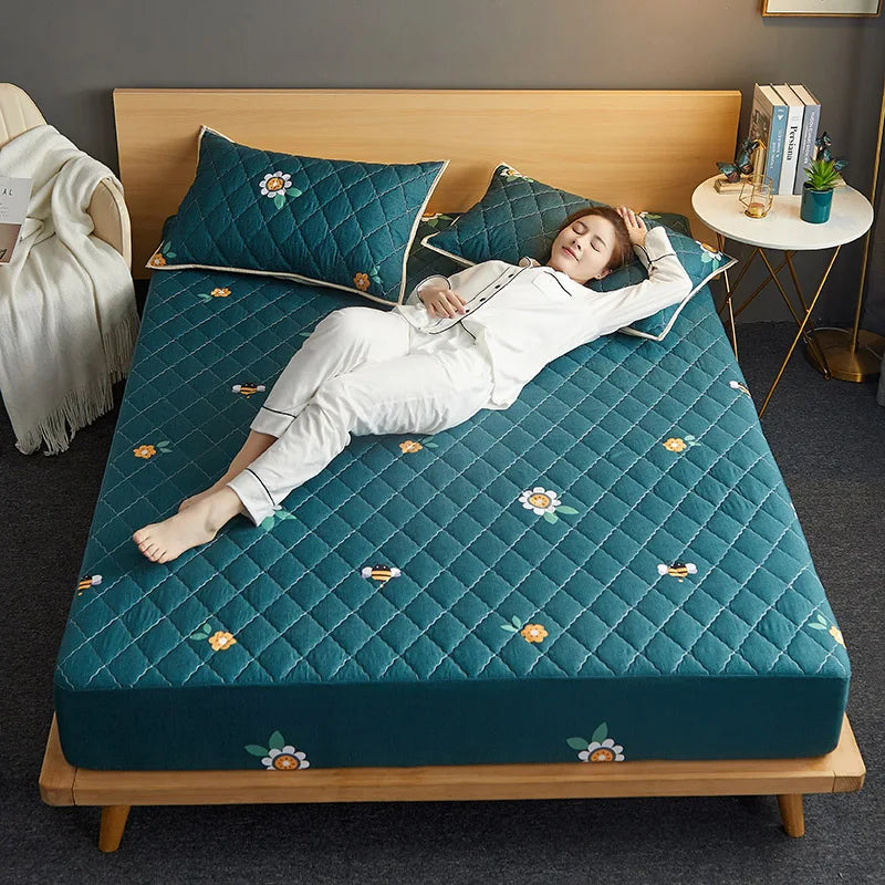 Waterproof Quilted Fitted Sheet Prevent Urine Wetting Mattress Cover Queen King Water Proof Bed Sheet Mattress Protector 160x200