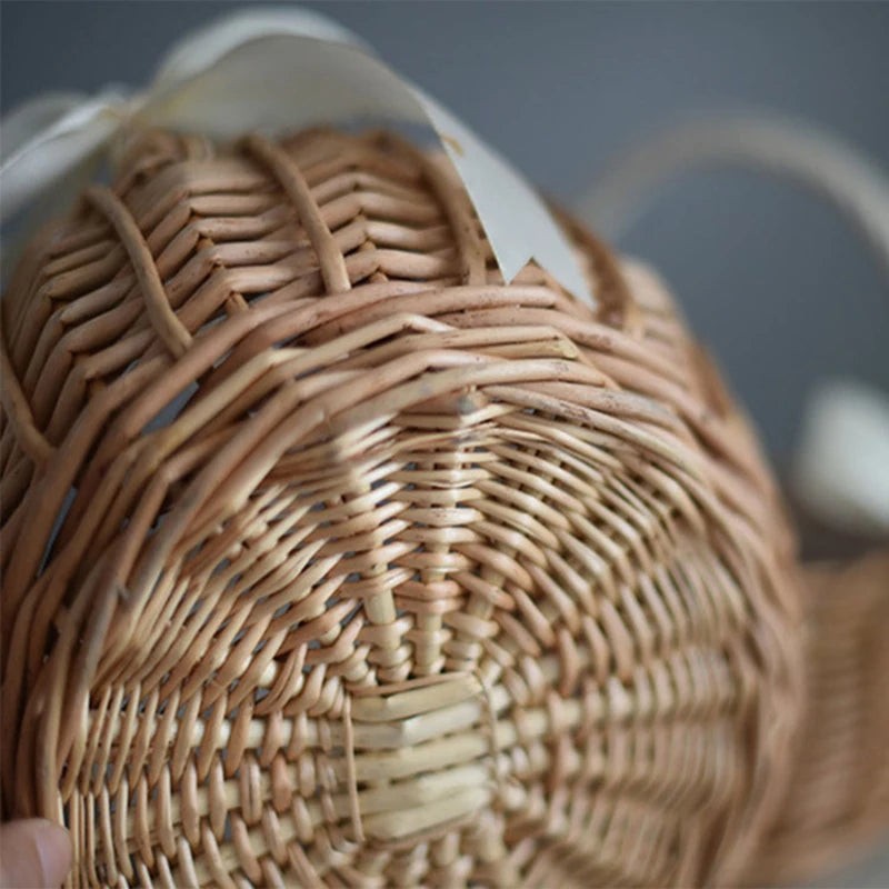 Woven Flower Basket Rattan Storage Basket Flower Girl Hand Basket Handmade Flower Basket For Home Wedding Decor 1PC Wedding Gift