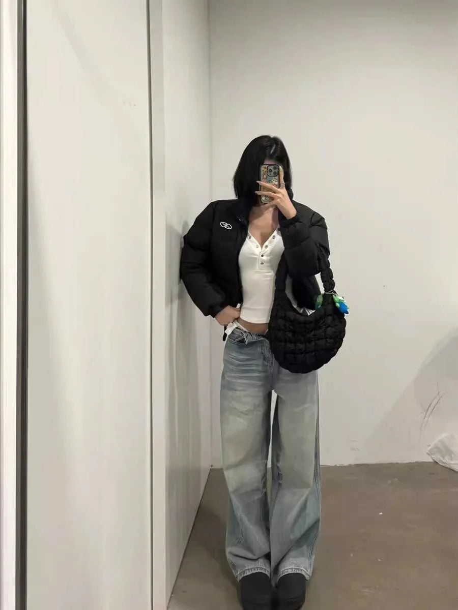 Light Wa Retro Straight Leg Jeans Women's Spring Autumn High Waist Loose Versatile Floor Length Casual Wide Leg Long Pants