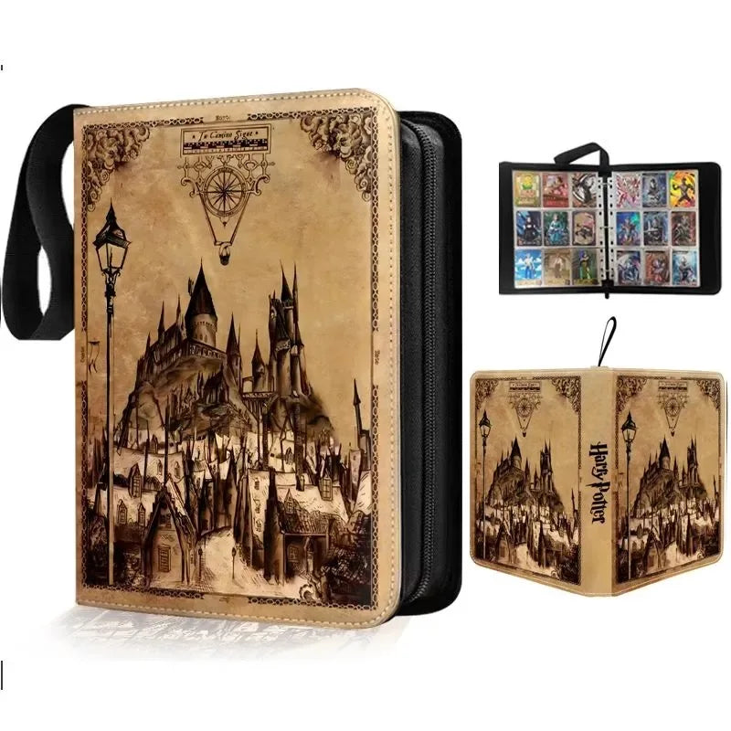 Harry Potter Card Book  Binder Album Holder Collcetion Card 900pcs Card Holder 9 Grid PU Gold Stamping Folder Toy Gift