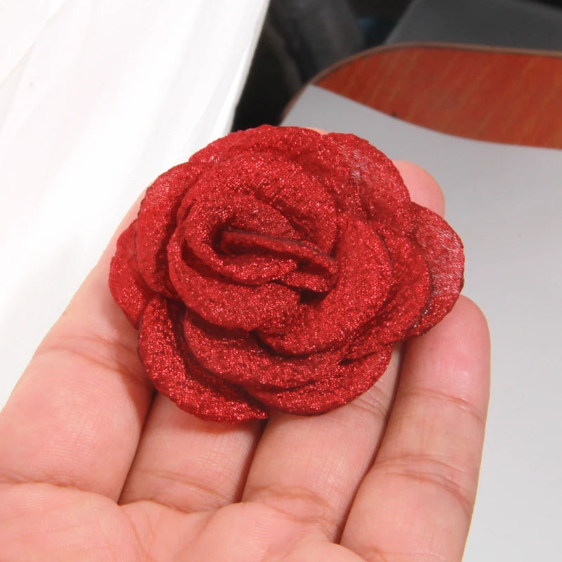 10Pcs 5cm Chiffon Rose Artificial Flowers Yarn Fabric Flowers For Headwear Dress Wedding Bouquet Decor Craft Flower Accessories