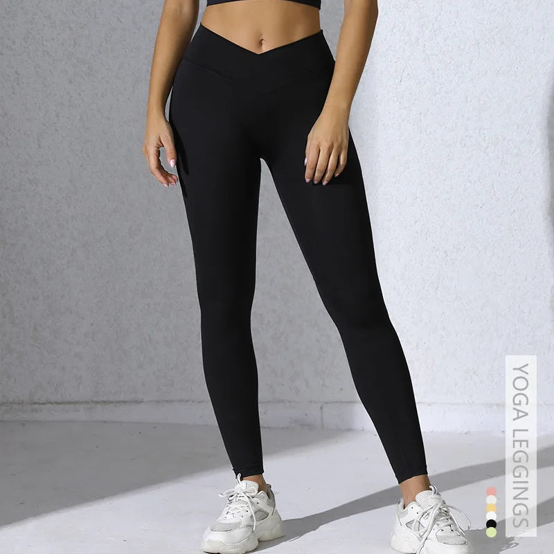 Women Gym Sports  Running Fitness Yoga Suit Sport Outfit Gymwear Lady Workout Clothes Crossed High Waist Leggings