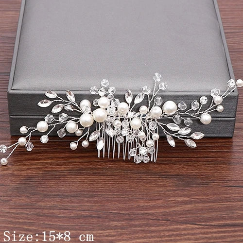 Wedding Hair Combs Bridal Hair Accessories For Women Hair Jewelry Silver Color Pearl Rhinestone Head Jewelry Women Accessories
