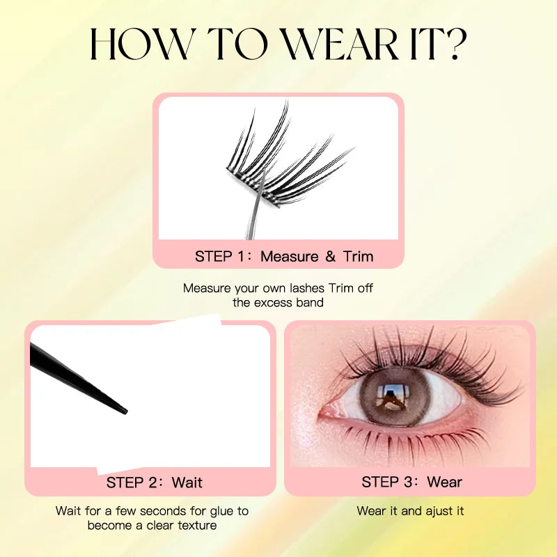 80 Clusters Reusable False Lashes Self-Adhesive No Glue Individual Soft Lashes for Natural Volume Look Makeup Girls