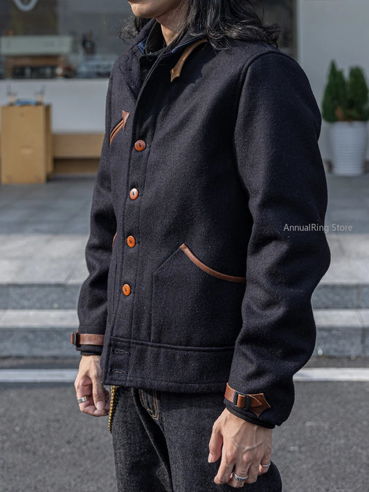 Red Tornado 1930s Western Railway Contractor Wool Blend Jacket Americana Vintage Workwear Round-Collar Coat