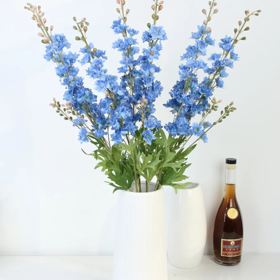 YeeNanee 32" Long Delphinium Artificial Flowers White Larkspur Silk Flowers Bulk for Tall Vase Wedding Arrangements Home Decor
