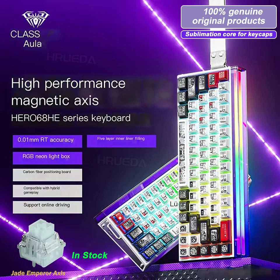 AULA HERO 68HE Magnetic Switch Keyboard Rapid Trigger 8K Polling Rate Esports Gaming Keyboard RGB Wired Mechanical Keyboard