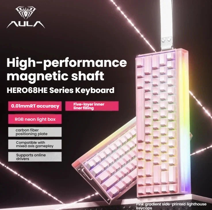 AULA HERO 68HE Magnetic Switch Keyboard Rapid Trigger 8K Polling Rate Esports Gaming Keyboard RGB Wired Mechanical Keyboard
