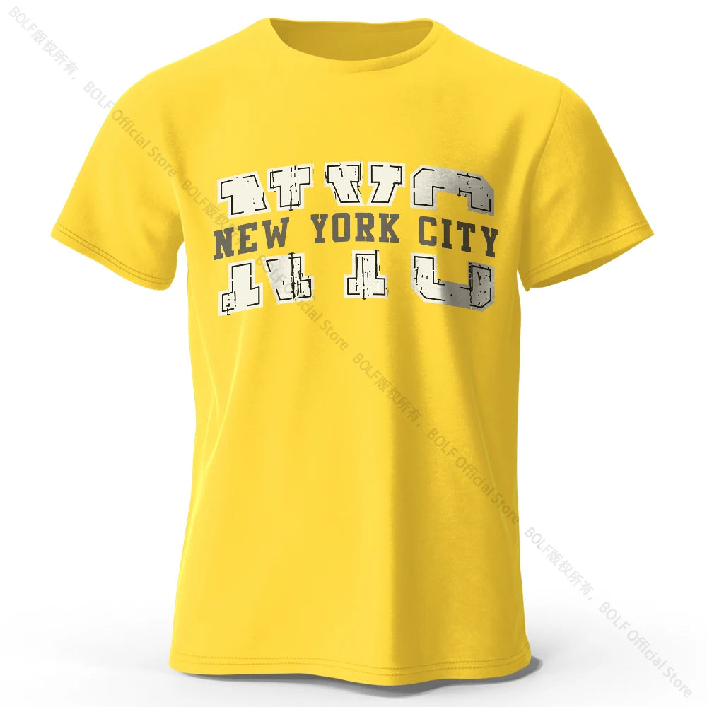 Men's New York City Letter Printed T-Shirt 100% Cotton Oversized Street Graphic Tees for Men Women Summer Tops