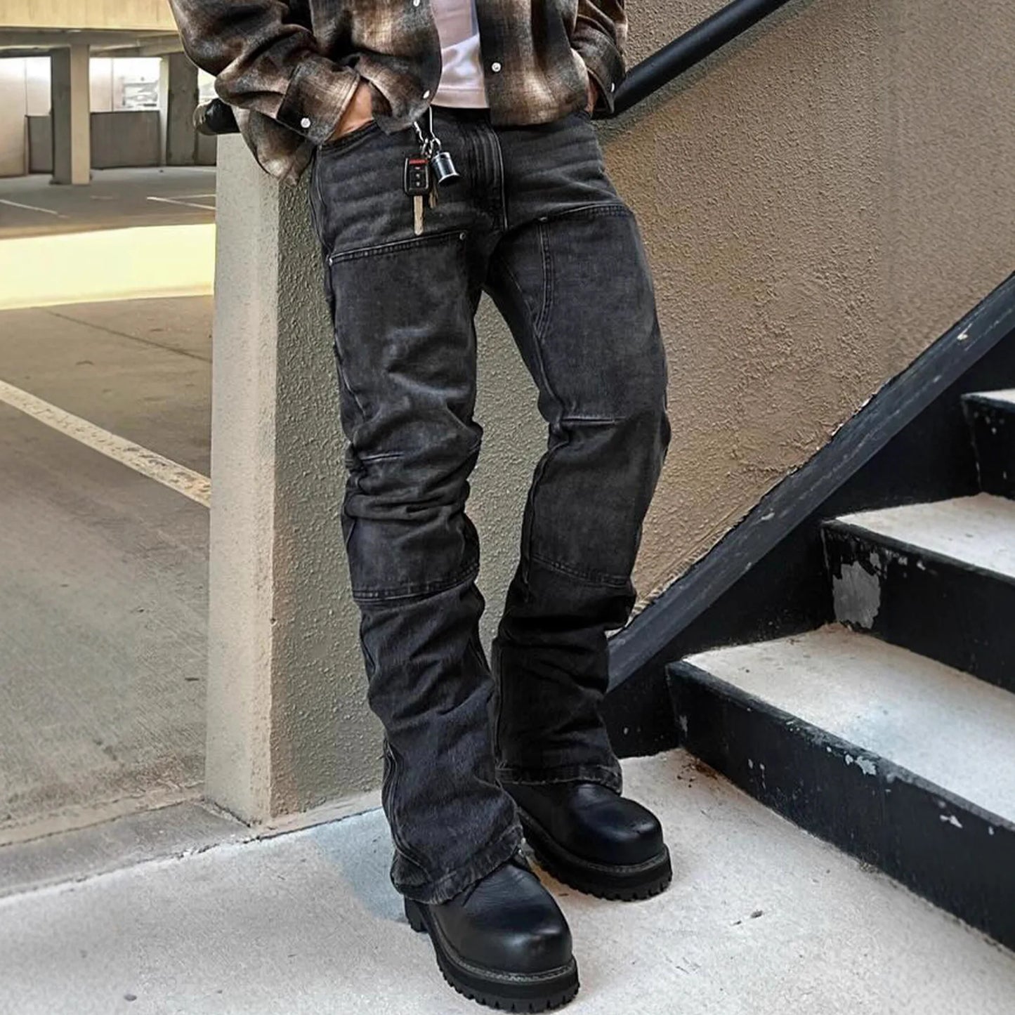 2025 New High Street Black Fashion Trend Men's Casual Denim Pants Slim Fit Stretch Denim Pants Men European Sizes