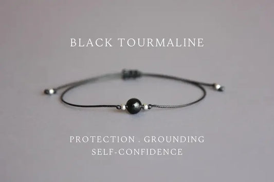Black Tourmaline Protection Bracelet Valentine's Day Gift for Him October Birthstone Healing Crystal