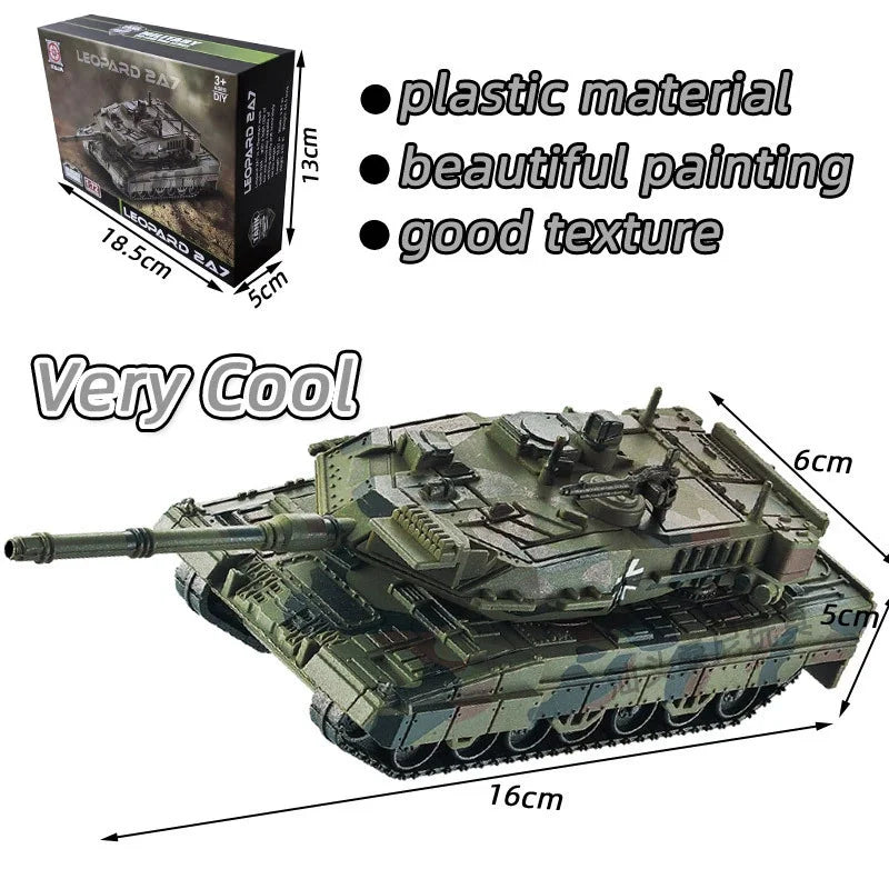 Tank Model KIT Building Blocks Military Series Main Battle Tank M1A2 T90 Leopard Challenger Model Toys For Boy Xmas Gift