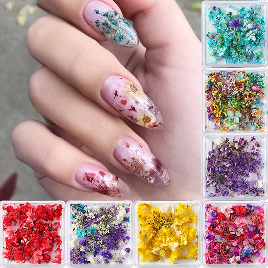 Nail Art Flower Decoration Delicate 3D Dried Flower Nail Charms Art Stickers Nail Art Beauty For Charms Accessories