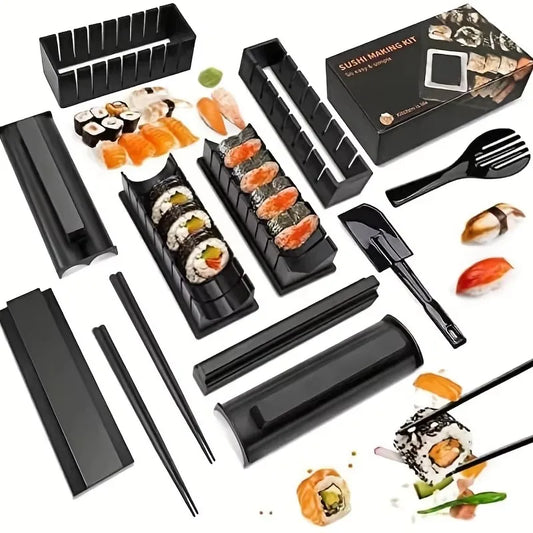 1 Set Sushi Making Kit Sushi Maker 10 Pcs Plastic Premium set Sushi Tool Set Sushi Rice Roll Mold Shapes Festival gifts