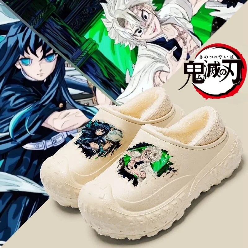 Demon Slayer Tokitou Muichirou Kamado Tanjiro Kochou Shinobu Unisex Winter New Creative Anime Pattern Non-Slip Cotton Slippers