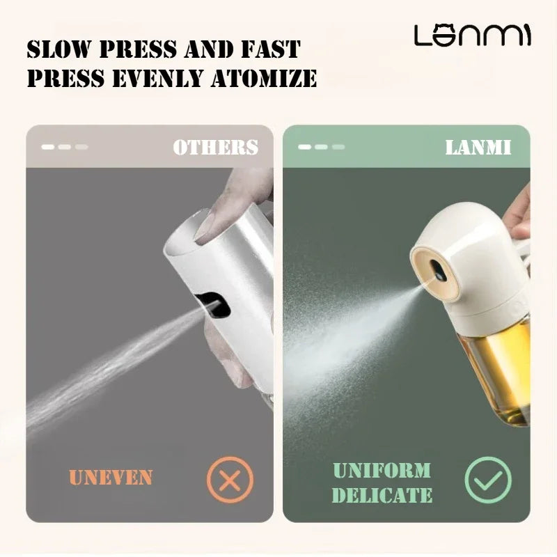 LANMI Press-type Sprayer Oil Bottle No oil leakage Glass+PP Material Precise Oil Control Portable 180/250ML Sprayer Oil Bottle