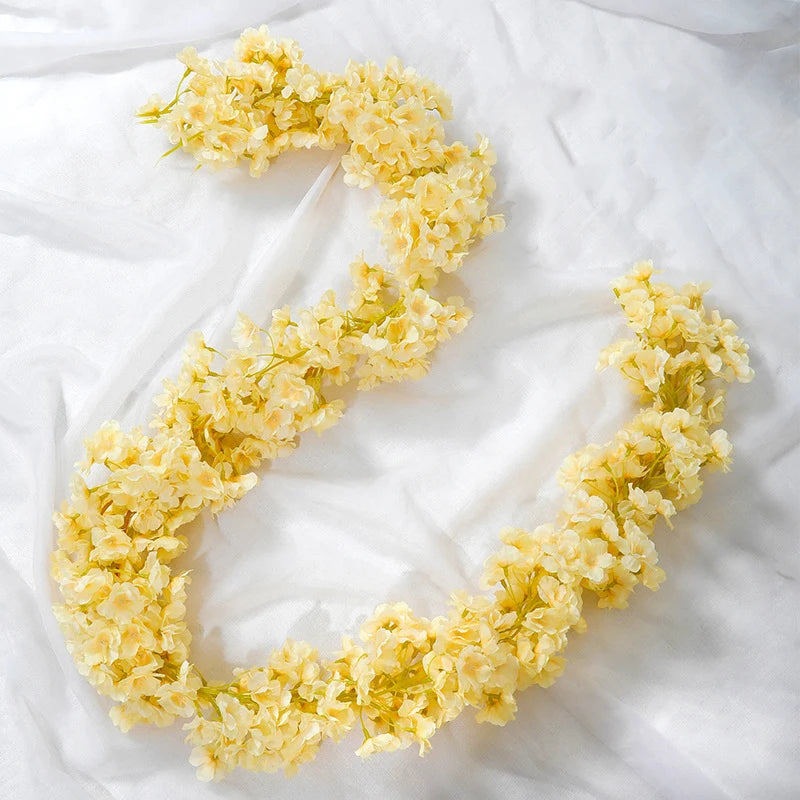 180cm Artificial Flowers Cherry Blossom Sakura Garland Wedding Arch Garden Backdrop Home Party Decoration Silk Fake Plants Vine