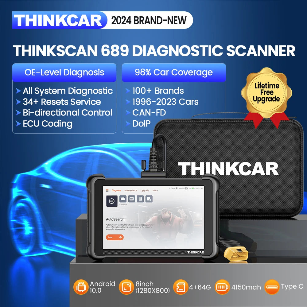 MUCAR THINKSCAN 689 Car Diagnostic Tools CANFD DOIP Bi-directional ECU Coding 34 Resets Life Free Obd2 Scanner Key Programing