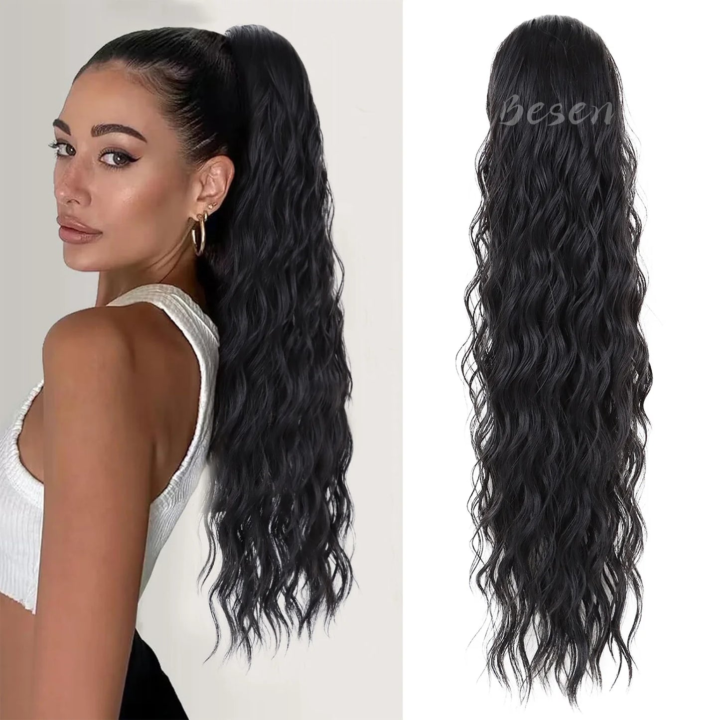 Synthetic Ponytail Extension Curly Wavy Drawstring Ponytail Hair Extensions for Women Clip in Pony Tails Hairpieces Daily Party