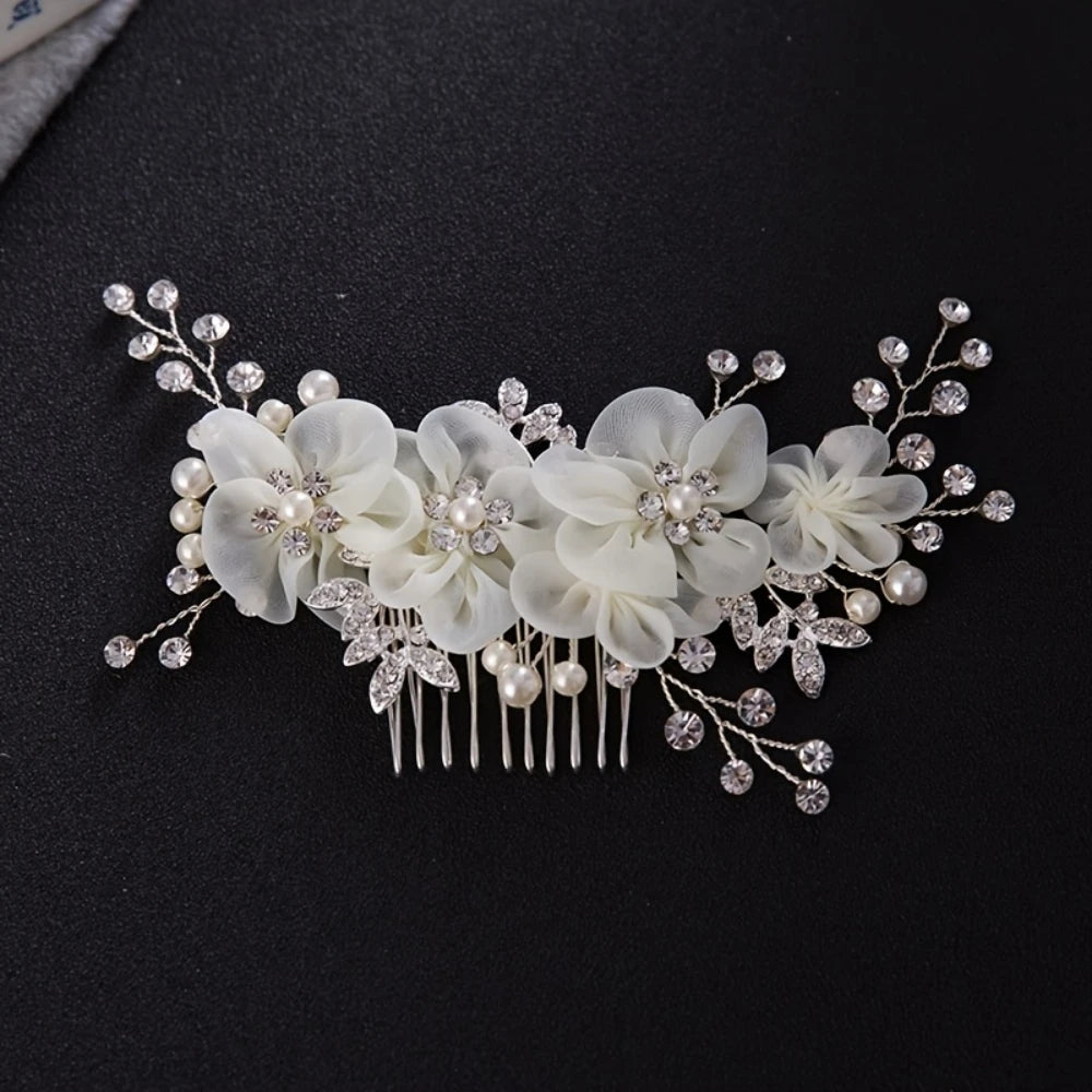 Wedding Hair Combs Bridal Hair Accessories For Women Hair Jewelry Silver Color Pearl Rhinestone Head Jewelry Women Accessories