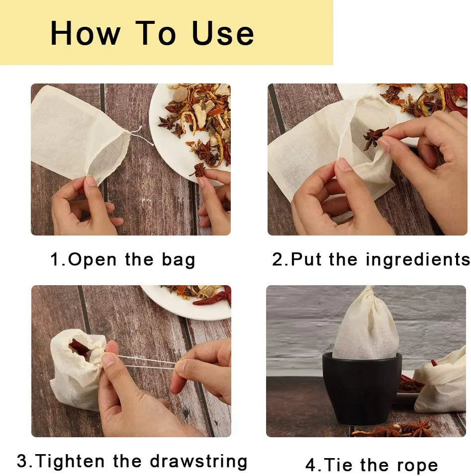 5pcs 20x25CM Reusable Drawstring Cotton Soup Bag Straining Cheesecloth Bag Spice Bag for Cooking Muslin Bags Bone Broth Brew Bag