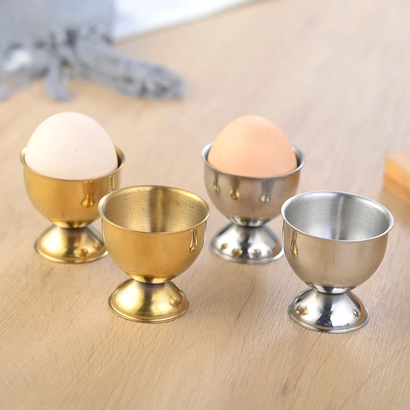 4pcs Handy Stainless Steel Boiled Egg Cups Stand Rack Eggs Holder Egg Holder Kitchen Breakfast Cooking Tool Mini Liquor Wine Cup