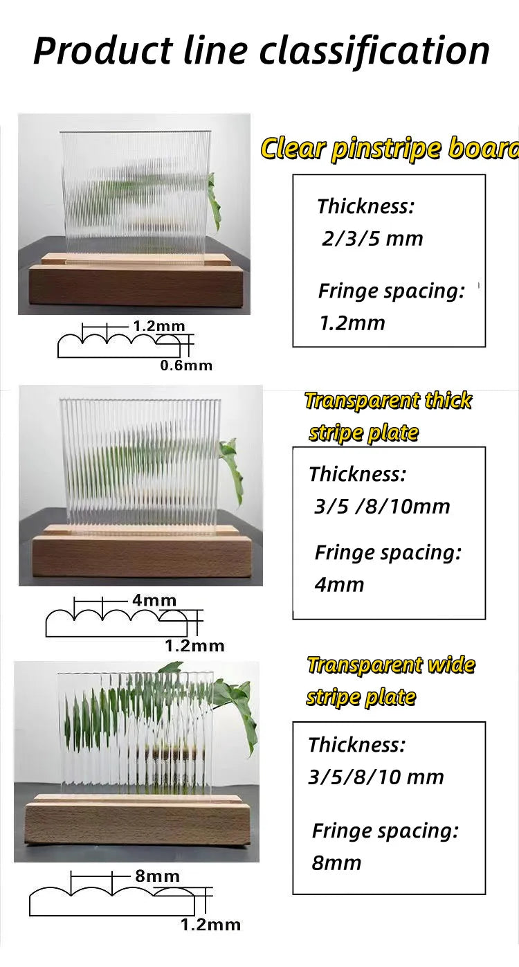 Thick / Wide / Fine Stripe Transparent Acrylic Stripe Plate Wave Plate Decorative Plate Room Decoration Cabinet Door Processing