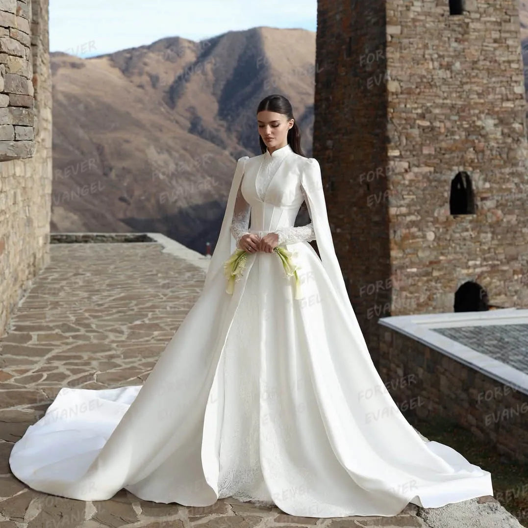 Charming Wedding Dresses  Woman's Formal Mermaid Shawl Long Sleeve Bride Gowns High Neck Muslim 2026 Customized Vestido De Novia