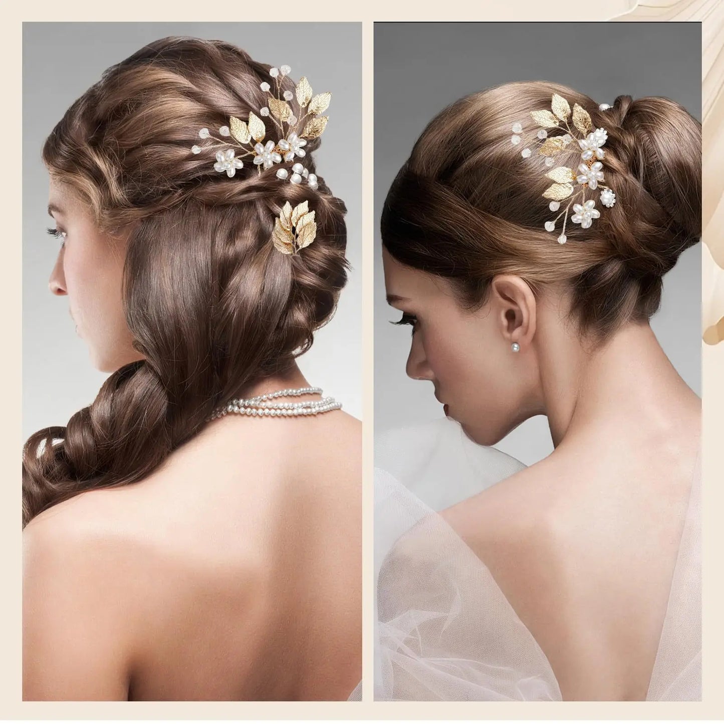 4 wedding romantic hair accessories, updo hair clips and headwear, elegant hair accessory and hairpin set