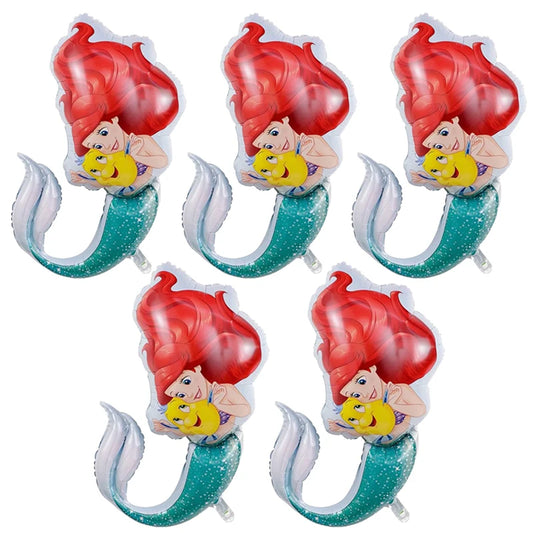 5Pcs Disney Mermaid Foil Helium Birthday Party Decoration Mermaid Tail Balloon Set Baby Shower Kids Toys Air Globos Supplies