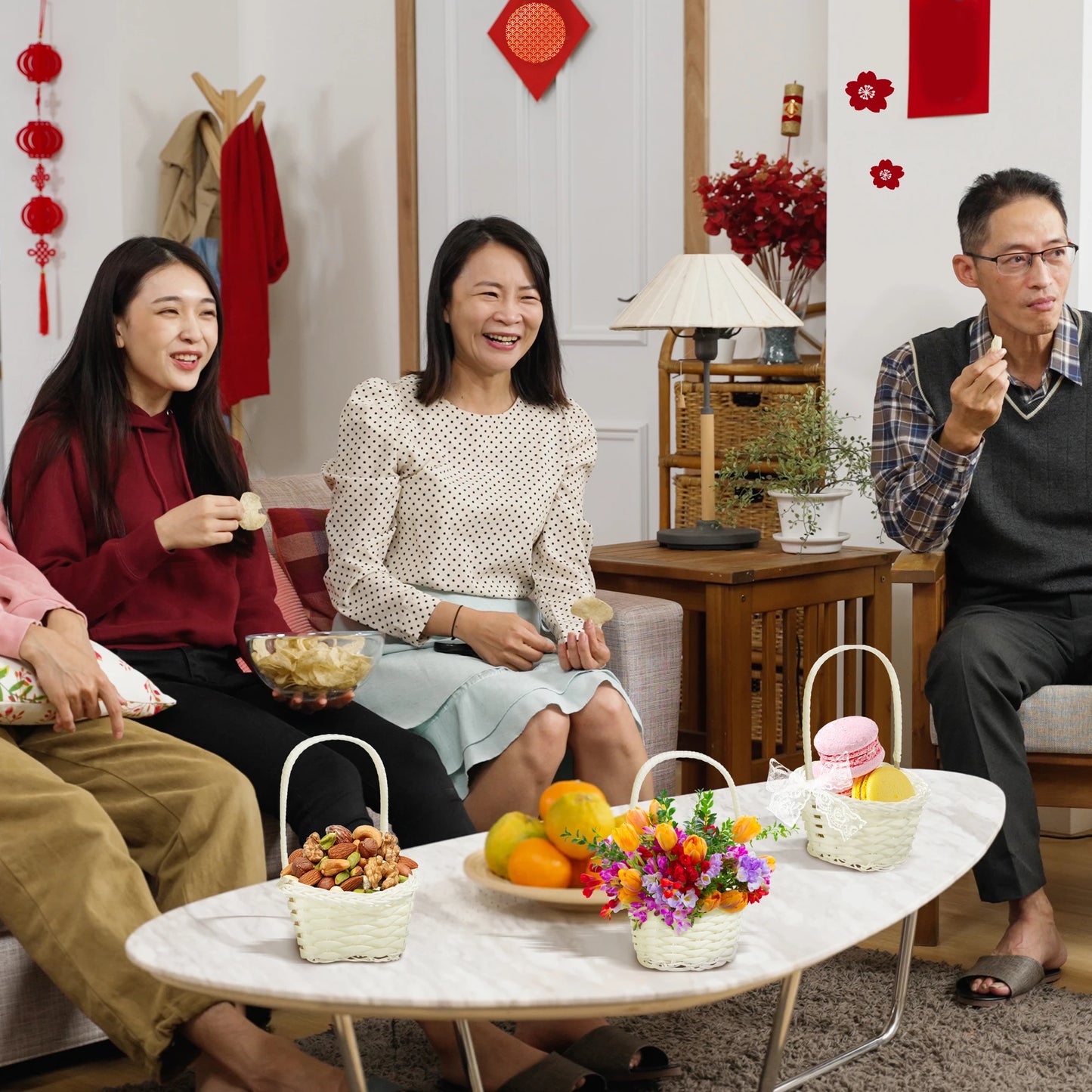 White Flower Basket Weaving Wedding Baskets For Flowers Bride/Kids Hand Held Wedding Basket Cosmetics Organizer Basket