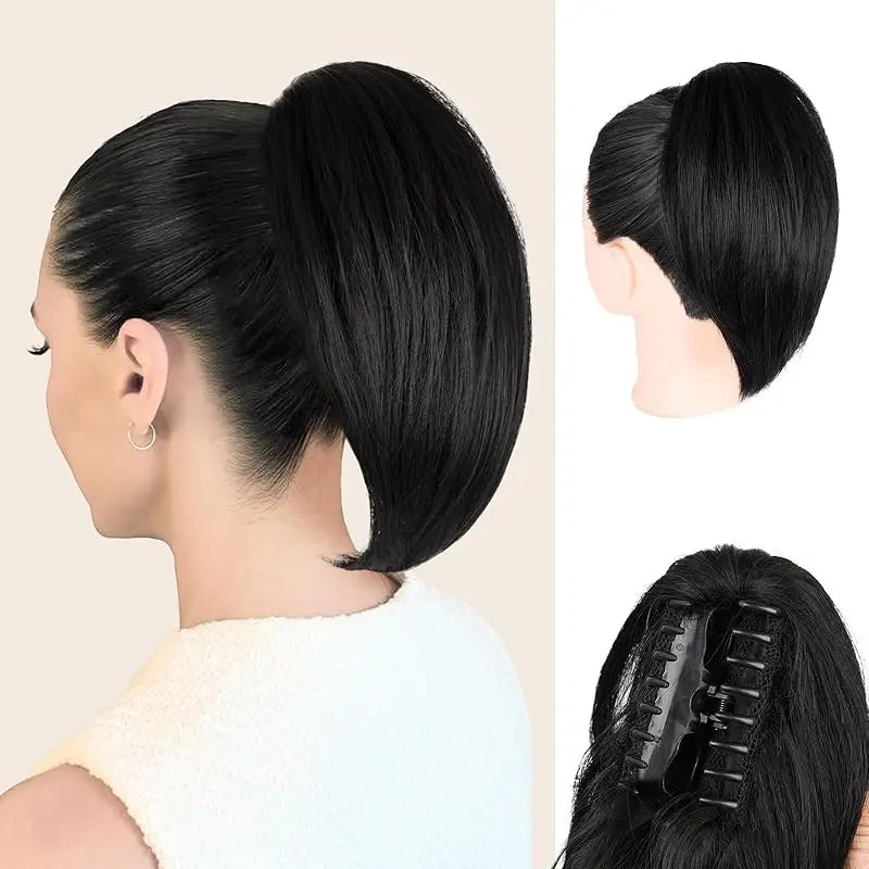 Claw-Clip Ponytail Extension For Women - Short Straight Synthetic Hair Extension, Clip-In Ponytail Extension For Every Occasions