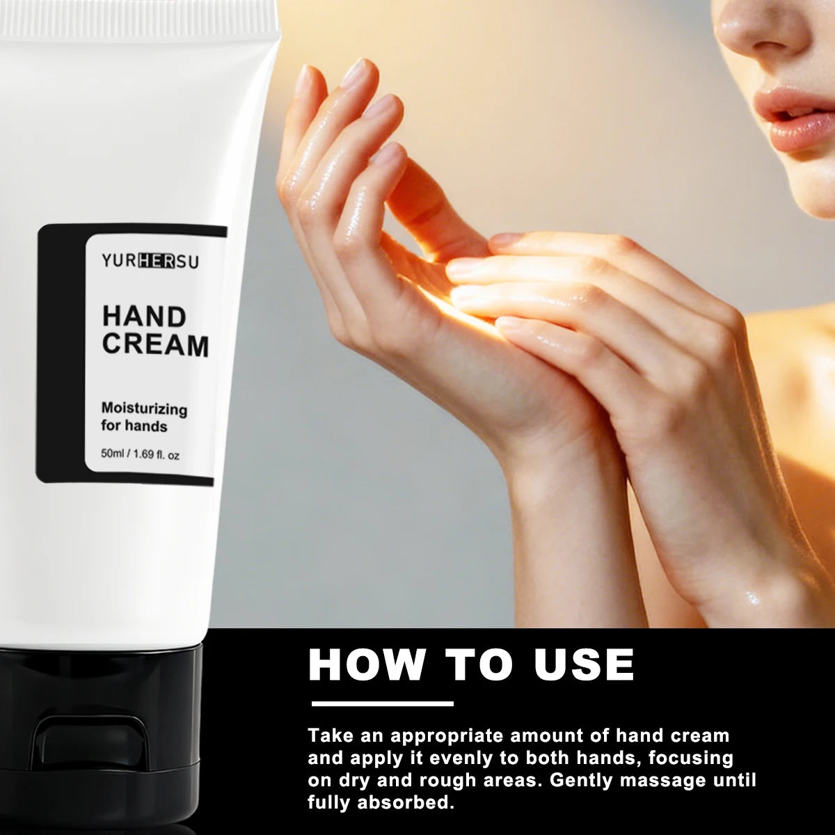Hand Cream for Dry Cracked Hands - Intensive Moisturizing, Non Greasy Fast Absorbing, Shea Butter, Repair, 24H Care, 50ml