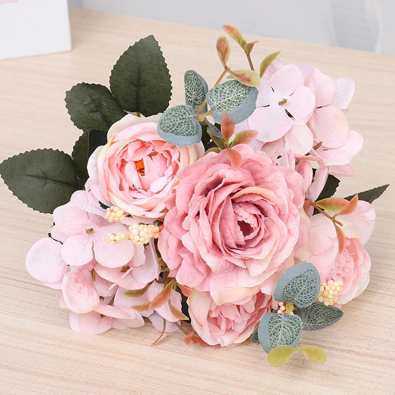 Silk Rose Peony Artificial Flowers Decoration Home Garden Accessories Outdoor Wedding Bridal Bouquet Gift Pastel Party Suppiles