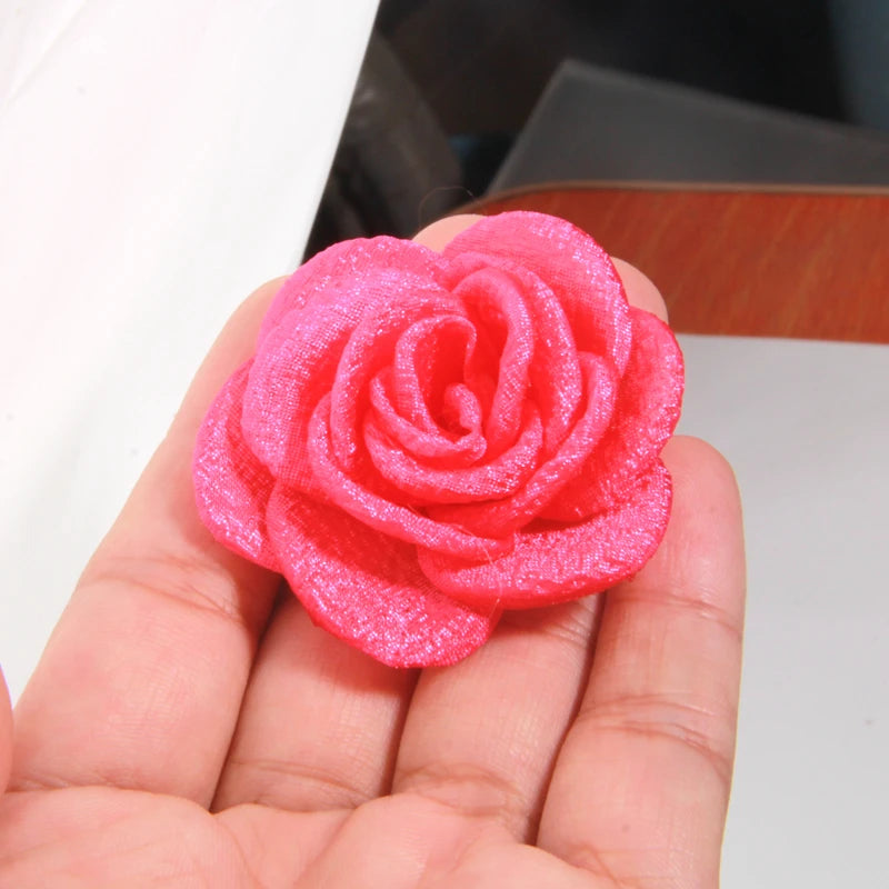 10Pcs 5cm Chiffon Rose Artificial Flowers Yarn Fabric Flowers For Headwear Dress Wedding Bouquet Decor Craft Flower Accessories