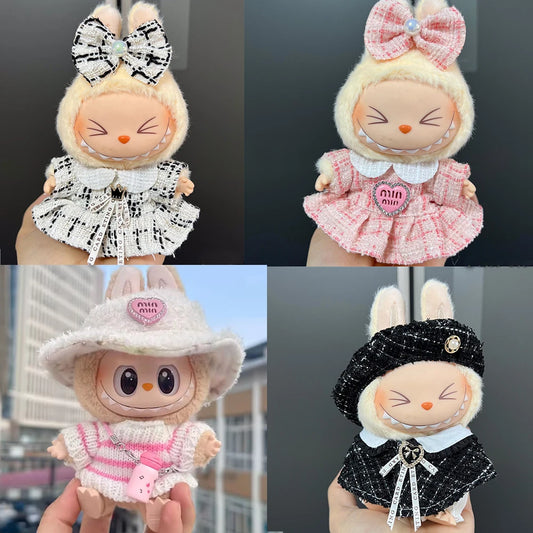 17cm Labubu Doll's Clothes Cute Fashion V1V2 Idol Clothing DIY Kids Gift Labubu Dress Cloak Gift Clothes Hair accessories Ropa