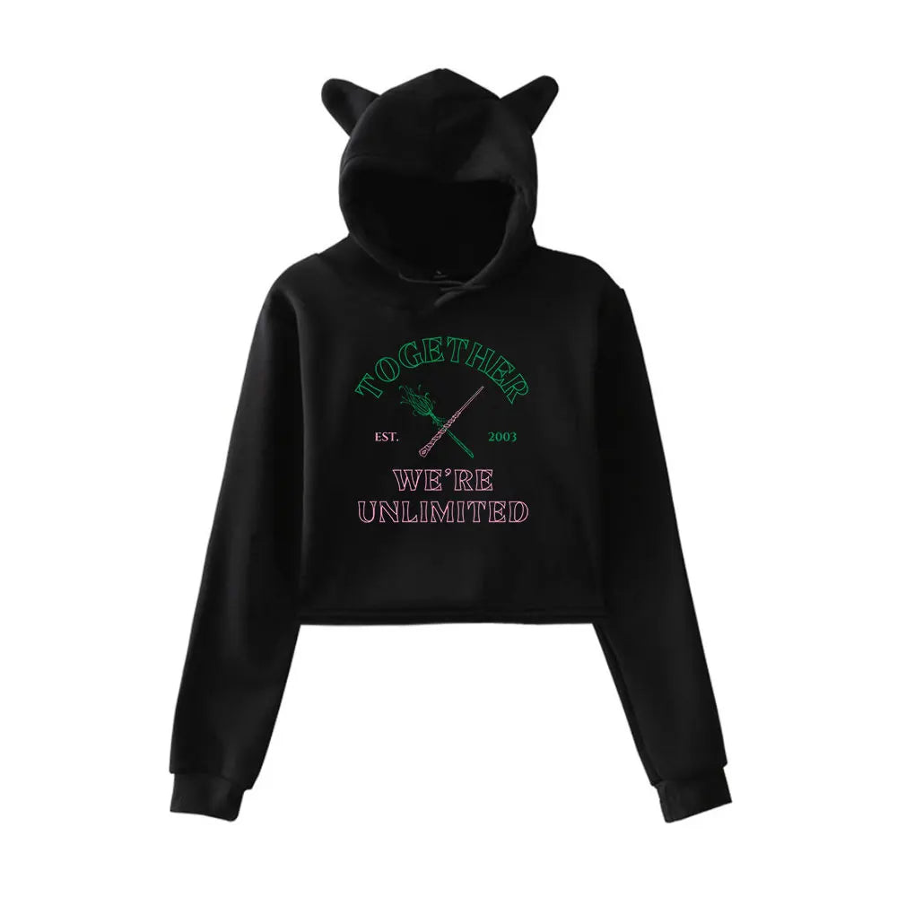 Wicked Changed For Good Defy Gravity Vintage 90s Streetwear Hoodie Fashion Merch Hoodies Sweatshirts for Girl Cat Ear Crop women
