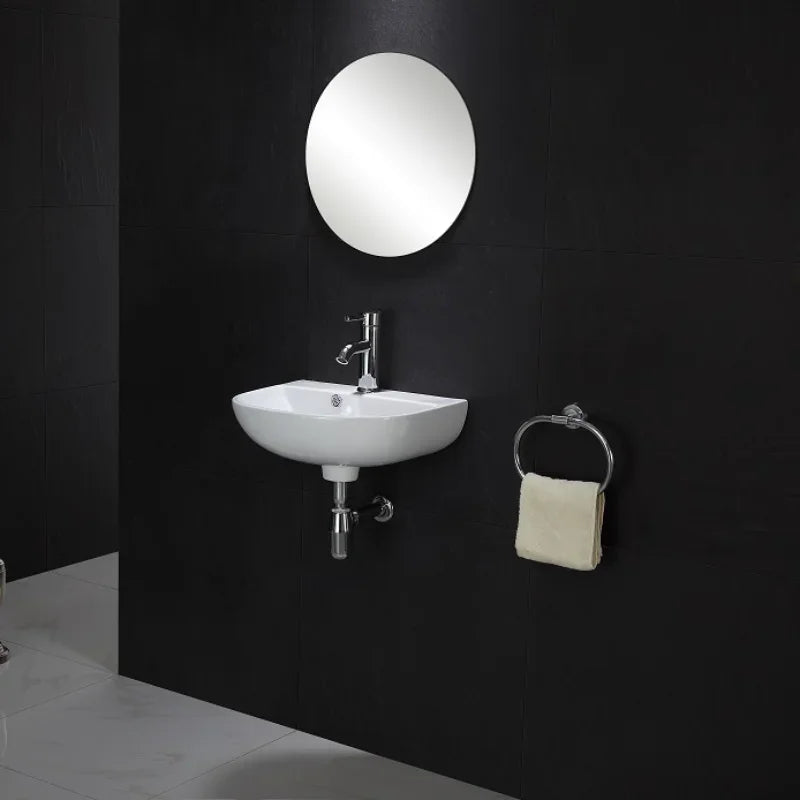 Apartment Bathroom Washbasin Bathroom Mirror Face Wash Sink White Ceramic Sink Simple Art Washbasin on The Counter