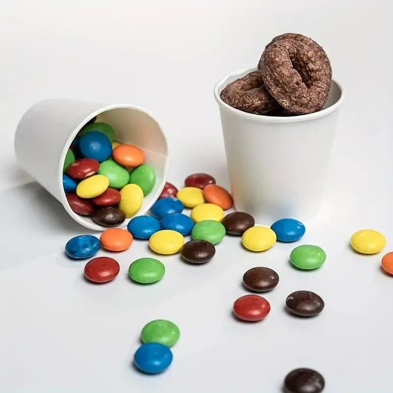 50/100PCS White Disposable Paper Cups Mini Supermarket Tasting Cups Party Christmas New Year Coffee Snacks Candy Juice Tableware