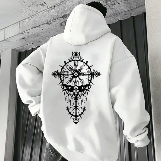 Autumn Winter New Style Men's Sweatshirt High Quality Ancient Viking Raven Print Hoodie Urban Casual Fashion Pullover Streetwear
