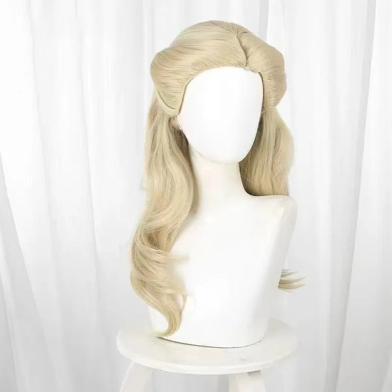 Glinda The Good Witch Cosplay Wig - Elegant Linen Blonde Side-Swept Curly Hair for Outdoor Costume Events Elegant and Beautiful