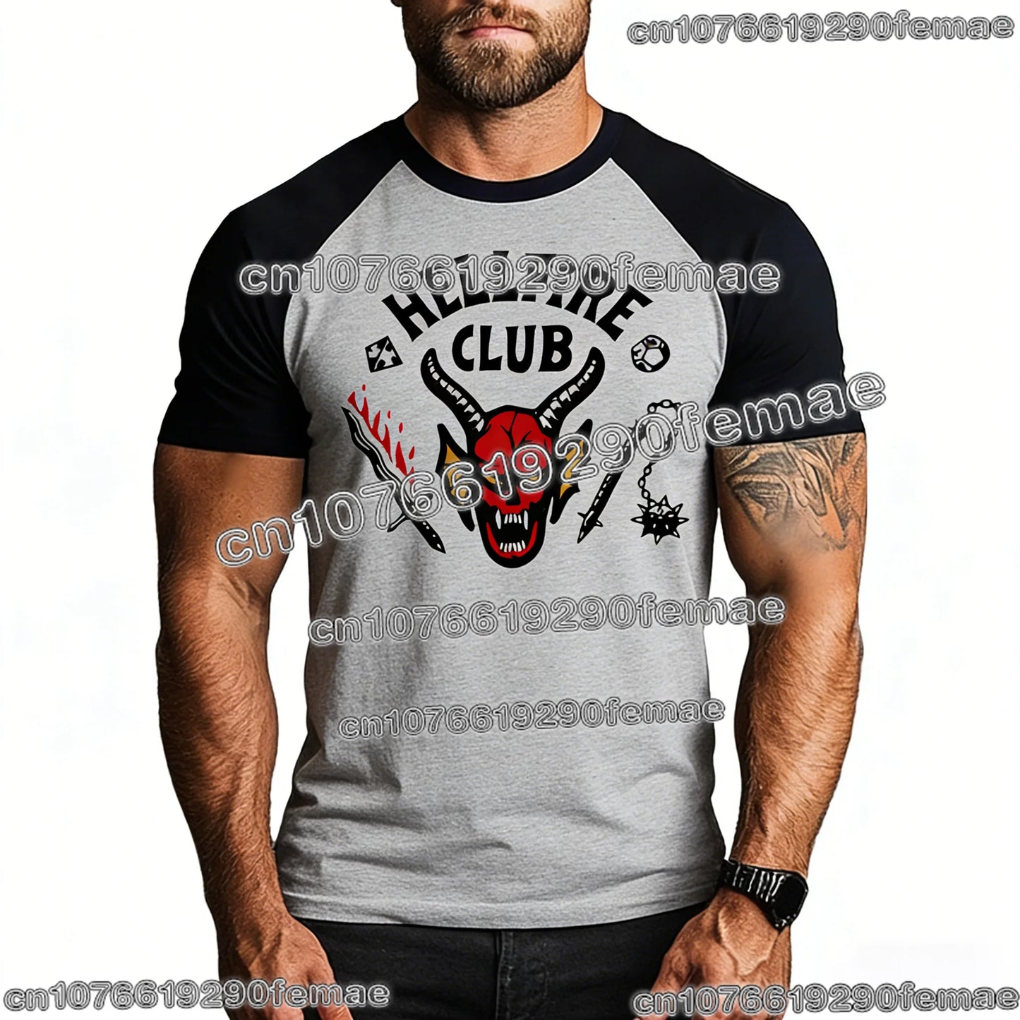 Hellfire Club Monster O-Neck Graphic Short Sleeve T-shirt for Men & Women Summer Streetwear Comfortable High-Quality Top