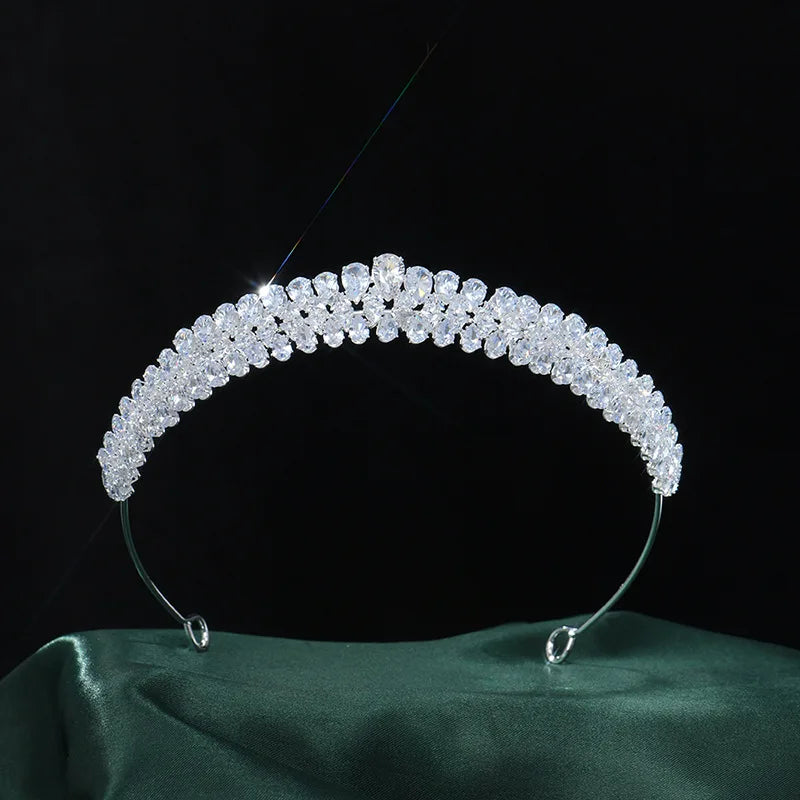 Princess Bridal Tiaras Crowns For Wedding Headdress Zirconia Crystal Tiara For Women Birthday Party Prom Hair Jewelry Headbands
