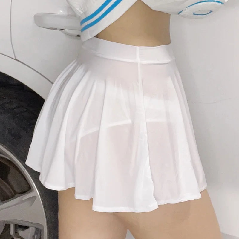 Summer Women‘S Skirts Fashion Sexy Mini Elastic Pleated Sun Skirts Clubwear Black High Waist Dance Skirts Unlined Underdress