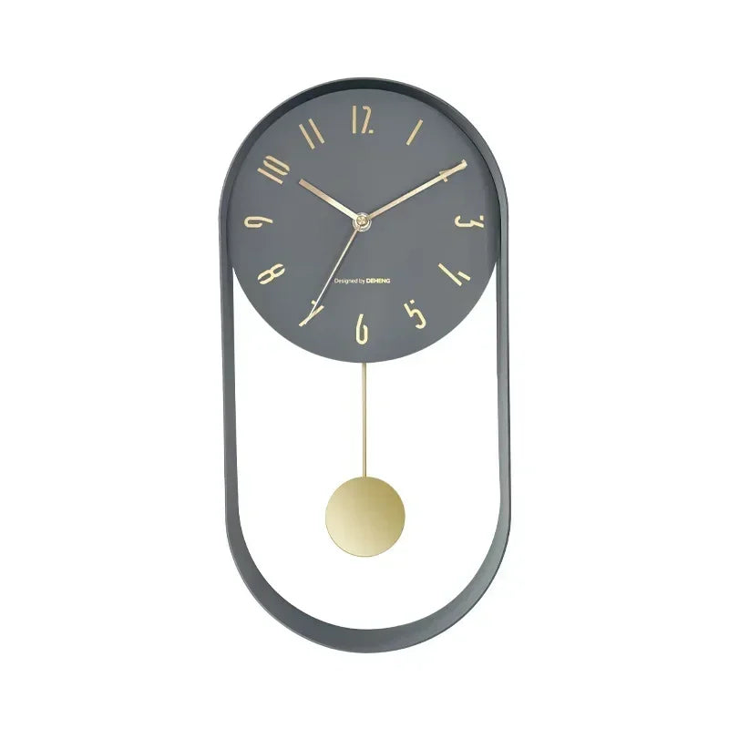 Bedroom Living Room Modern Decoration Single Pendulum Battery Driven Non Ticking Swinging Wall Clock