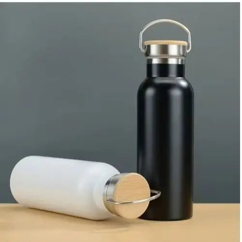 Stainless Steel Thermos Double Wall Vacuum Insulated Travel Water Bottles Flask Cup with Bamboo Lid Biking Camping Hiking Kettle