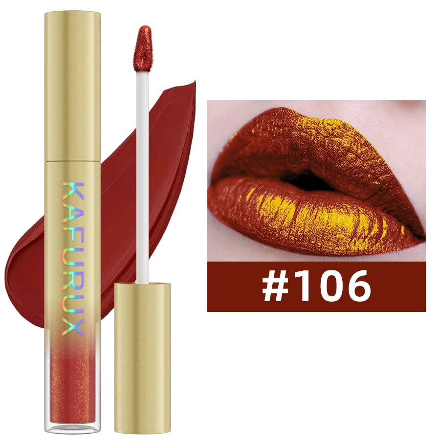 14 Colors Bold Intense Glitter Metallic Lip Gloss Pearlescent Lip Tint,Long Lasting Liquid Lipstick Makeup Gifts for Women Red